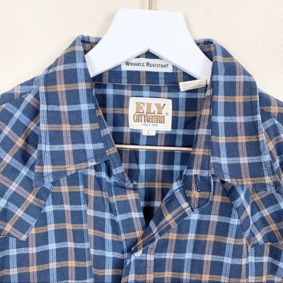 VTG Ely Cattleman Pearl Snap Button Up Mens Large Long Sleeve Cowboy Western - Picture 2 of 6